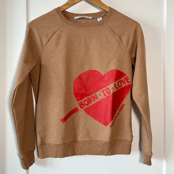 Scotch & Soda Sweater Graphic Sweatshirt Born to Love Heart Size XS - Picture 1 of 4